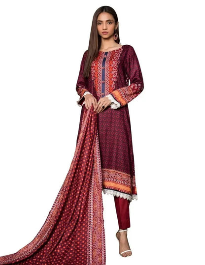 IshDeena Printed Pakistani Dresses for Women Unstitched -Three Piece Linen Suit - IshDeena