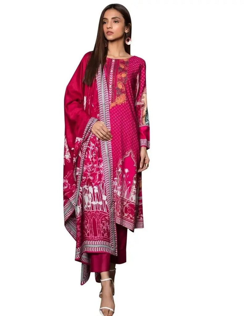 IshDeena Printed Pakistani Dresses for Women Unstitched -Three Piece Linen Suit - IshDeena