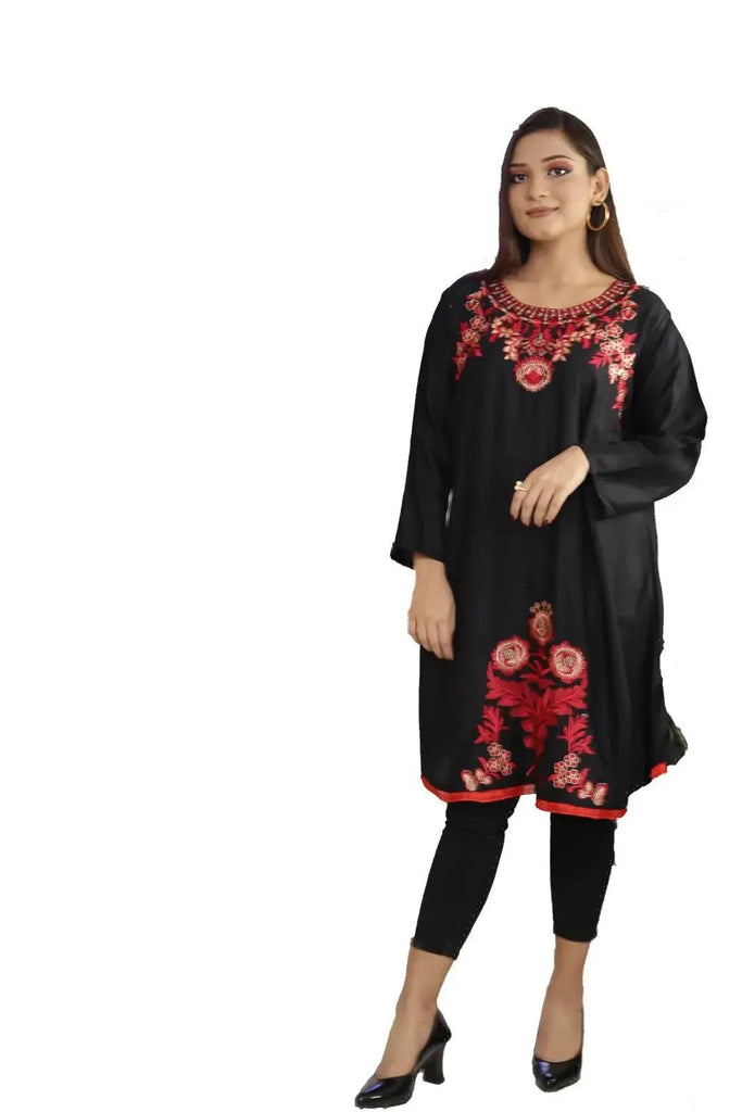 IshDeena Ready to Wear Cotton Kurti / Tunic for Women (S, Black) - IshDeena