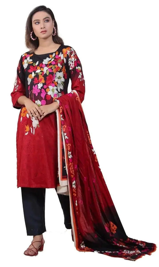 IshDeena Ready to Wear Embroidered Cotton Lawn Pakistani Dresses for Women Shalwar, Kameez with Dupatta - Three Piece Set - IshDeena