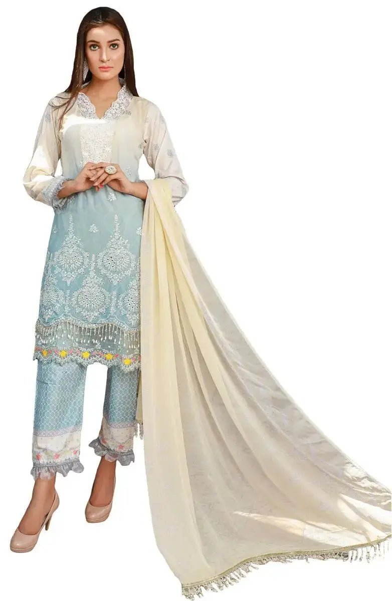 IshDeena Ready to Wear Embroidered Lawn Pakistani Dresses for Women Shalwar, Kameez with Dupatta - Three Piece Set - IshDeena