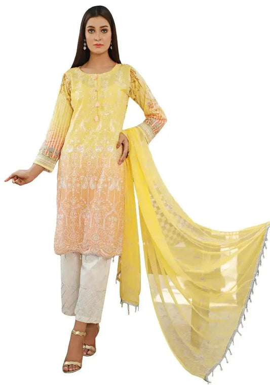 IshDeena Ready to Wear Embroidered Lawn Pakistani Dresses for Women Shalwar, Kameez with Dupatta - Three Piece Set - IshDeena