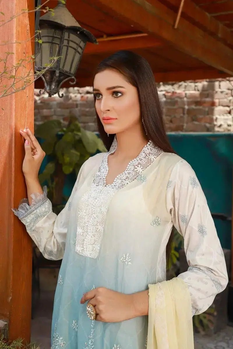 IshDeena Ready to Wear Embroidered Lawn Pakistani Dresses for Women Shalwar, Kameez with Dupatta - Three Piece Set - IshDeena