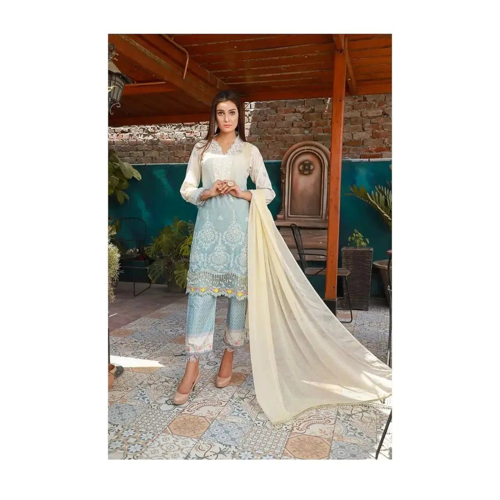 IshDeena Ready to Wear Embroidered Lawn Pakistani Dresses for Women Shalwar, Kameez with Dupatta - Three Piece Set - IshDeena