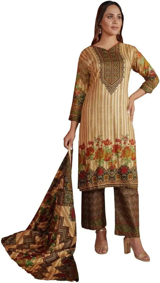 IshDeena Ready to Wear Embroidered Linen Pakistani Dresses for Women Shalwar, Kameez with Dupatta - Three Piece Set - IshDeena