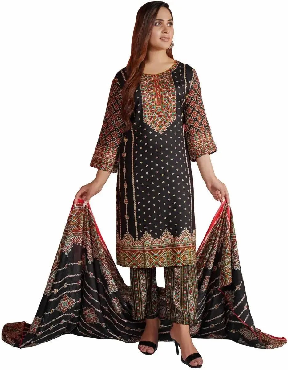 IshDeena Ready to Wear Embroidered Linen Pakistani Dresses for Women Shalwar, Kameez with Dupatta - Three Piece Set - IshDeena