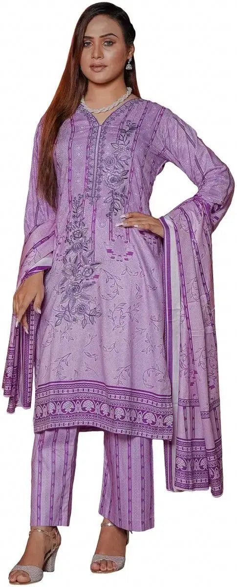 IshDeena Ready to Wear Embroidered Linen Pakistani Dresses for Women Shalwar, Kameez with Dupatta - Three Piece Set - IshDeena