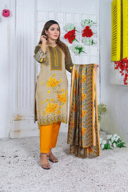 IshDeena Ready to Wear Pakistani Shalwar, Kameez Dupatta Set - Printed Linen Women Dress - IshDeena