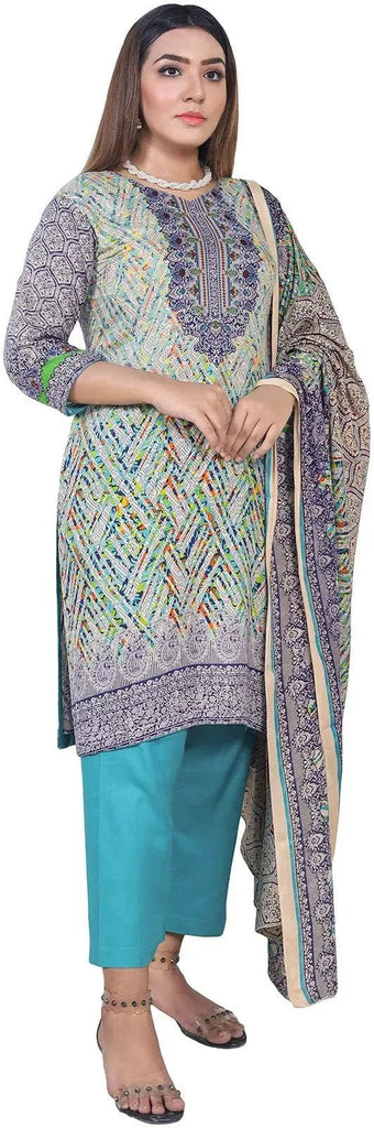 IshDeena Ready to Wear Pakistani Shalwar, Kameez Dupatta Set - Printed Linen Women Dress - IshDeena