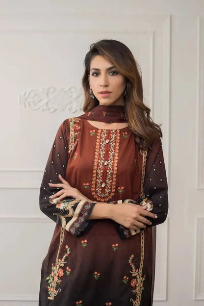 Ready to Wear Embroidered Lawn Pakistani Dresses for Women Shalwar, Kameez with Dupatta - Three Piece Set - IshDeena