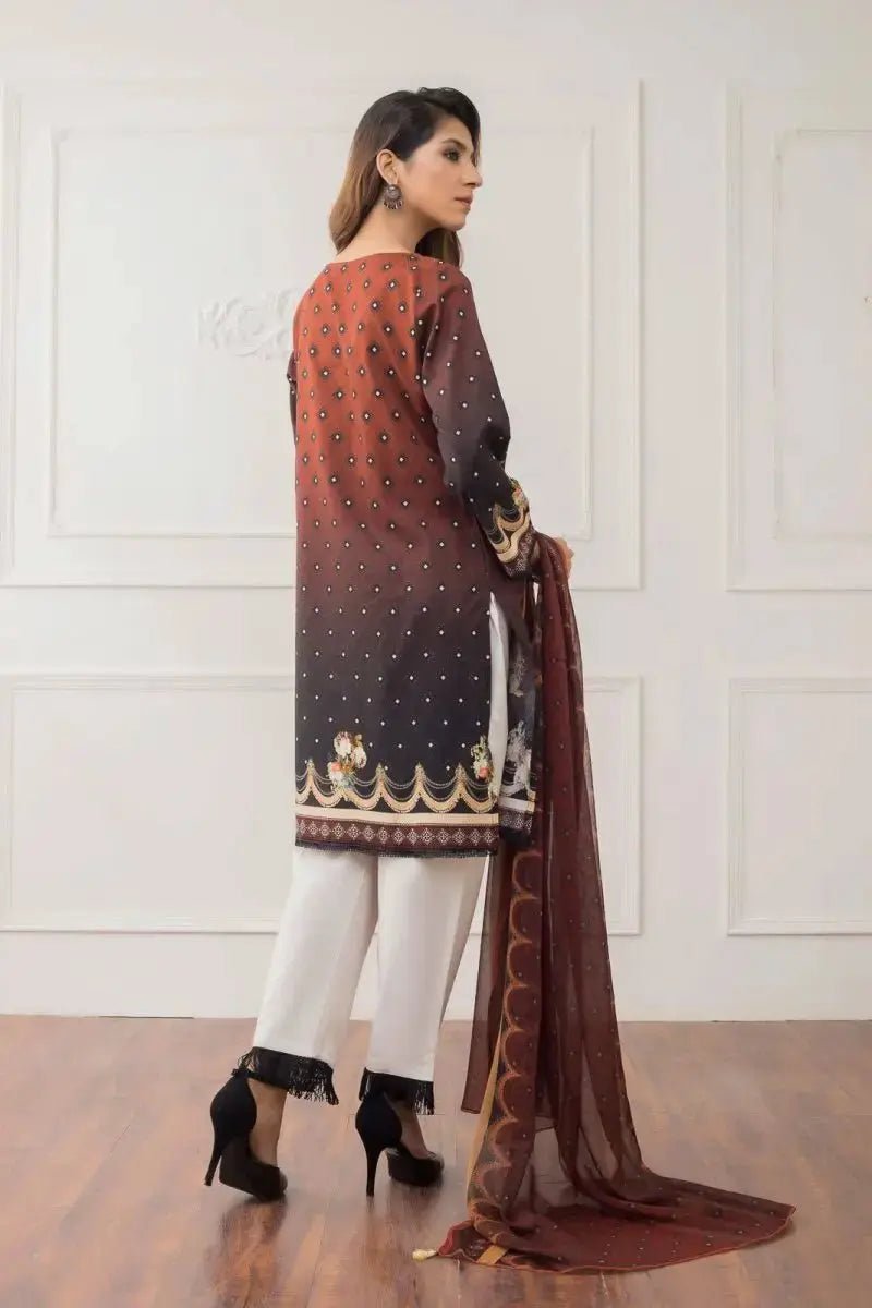 Ready to Wear Embroidered Lawn Pakistani Dresses for Women Shalwar, Kameez with Dupatta - Three Piece Set - IshDeena