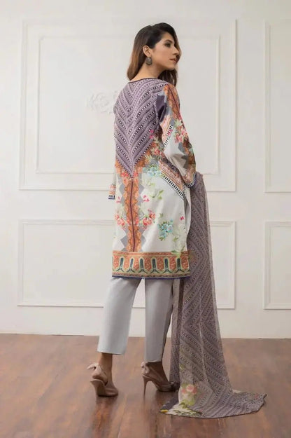 Ready to Wear Embroidered Lawn Pakistani Dresses for Women Shalwar, Kameez with Dupatta - Three Piece Set - IshDeena