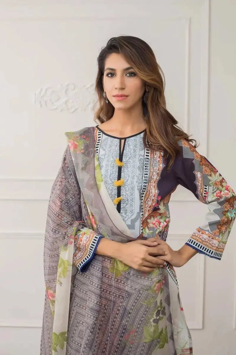 Ready to Wear Embroidered Lawn Pakistani Dresses for Women Shalwar, Kameez with Dupatta - Three Piece Set - IshDeena