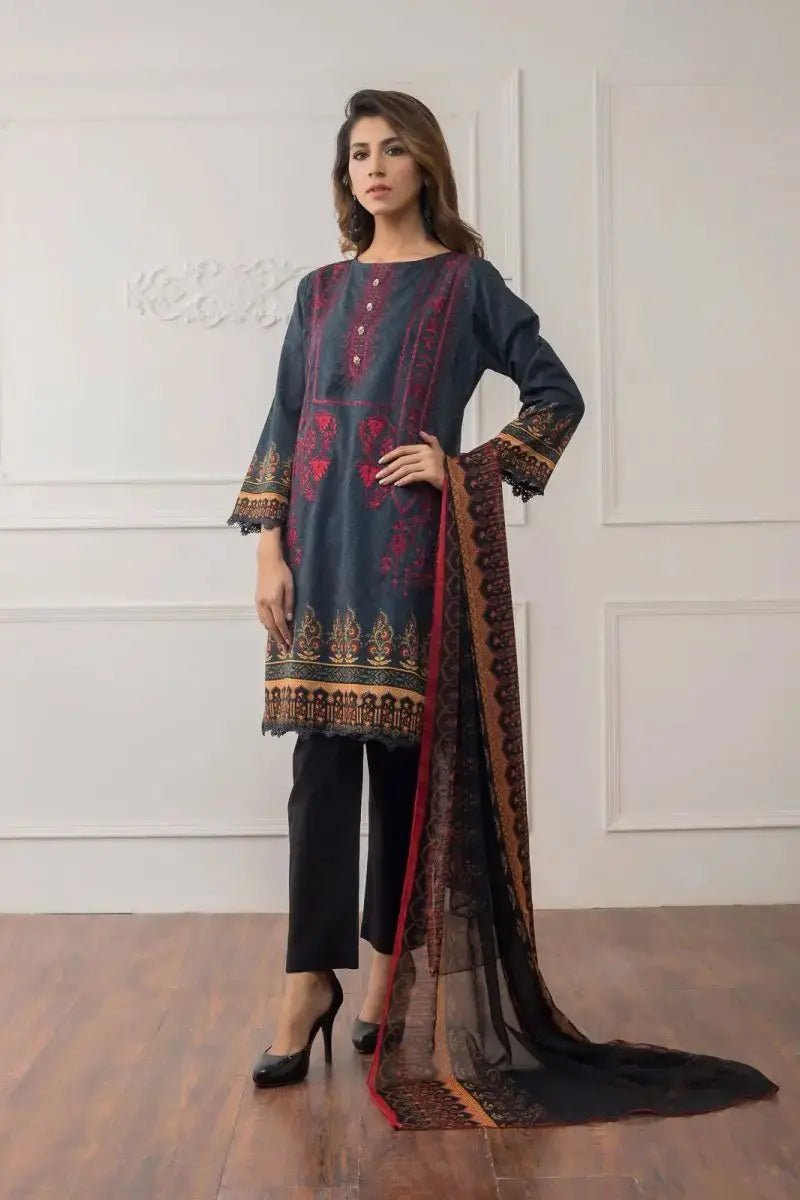 Ready to Wear Embroidered Lawn Pakistani Dresses for Women Shalwar, Kameez with Dupatta - Three Piece Set - IshDeena