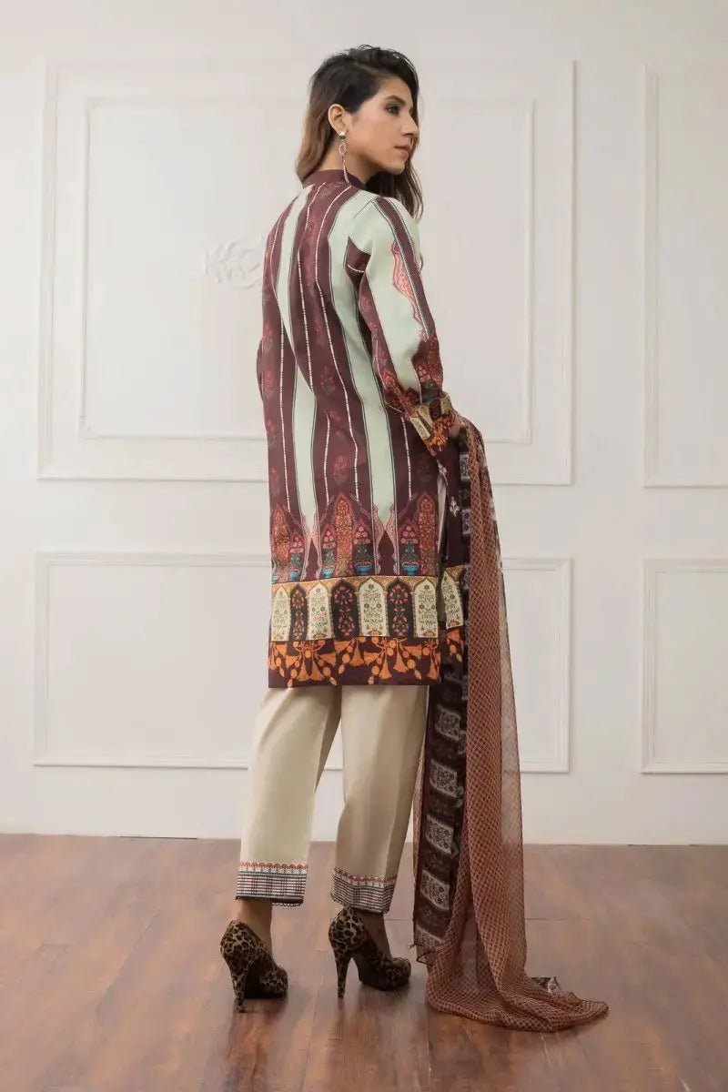 Ready to Wear Embroidered Lawn Pakistani Dresses for Women Shalwar, Kameez with Dupatta - Three Piece Set - IshDeena