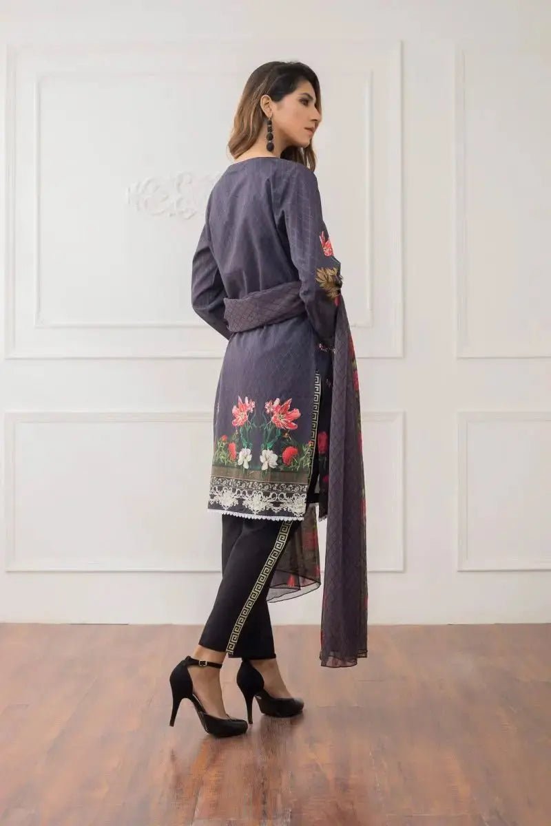 Ready to Wear Embroidered Lawn Pakistani Dresses for Women Shalwar, Kameez with Dupatta - Three Piece Set - IshDeena