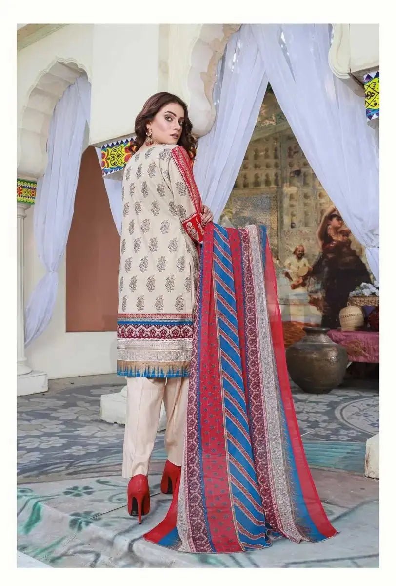 Ready to Wear Embroidered Lawn Pakistani Dresses for Women Shalwar, Kameez with Dupatta - Three Piece Set - IshDeena