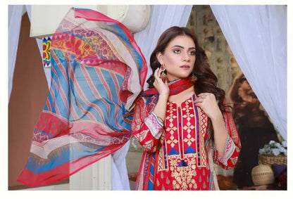 Ready to Wear Embroidered Lawn Pakistani Dresses for Women Shalwar, Kameez with Dupatta - Three Piece Set - IshDeena