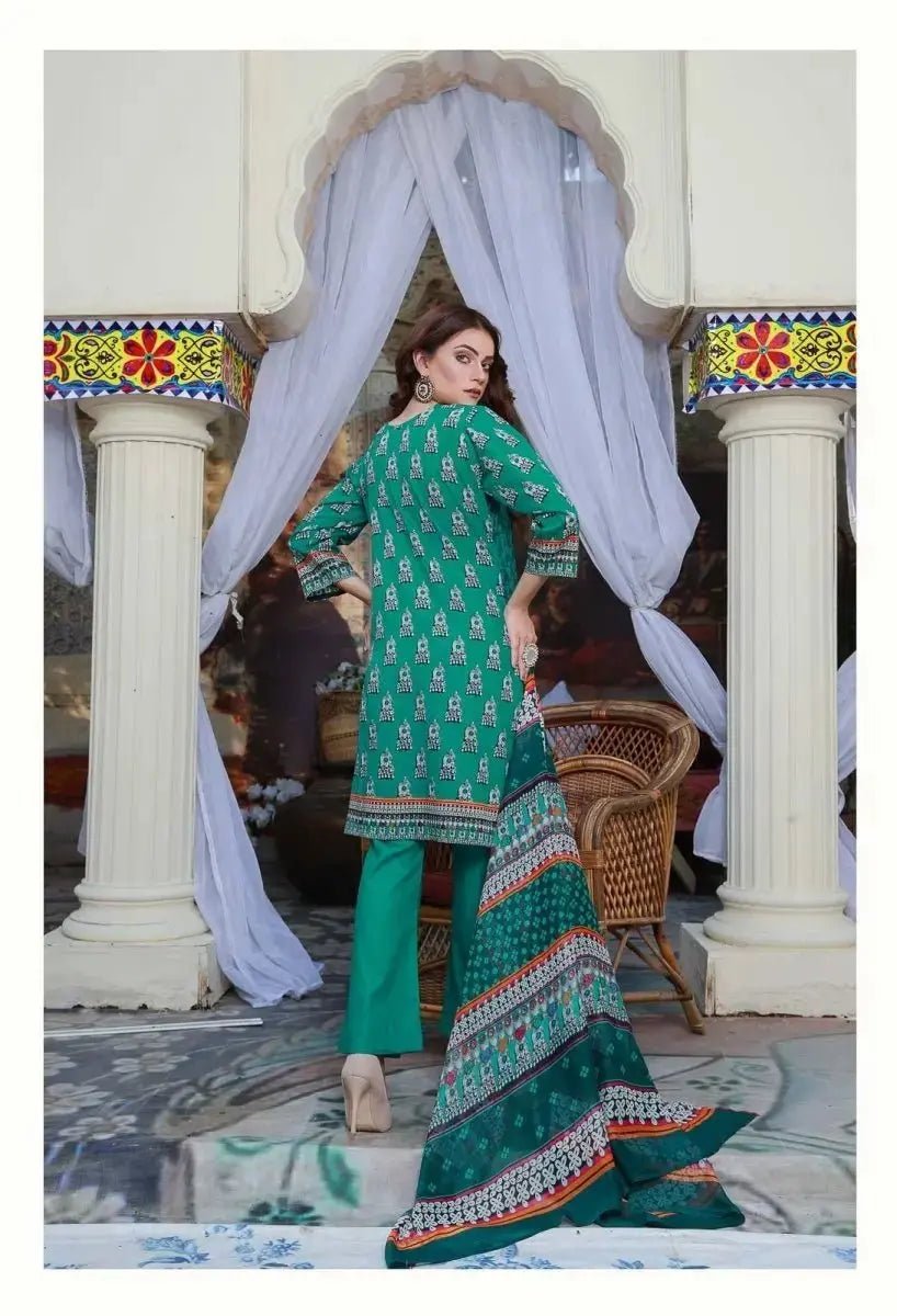 Ready to Wear Embroidered Lawn Pakistani Dresses for Women Shalwar, Kameez with Dupatta - Three Piece Set - IshDeena