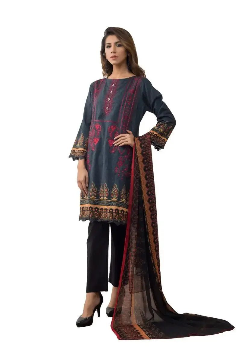 Ready to Wear Embroidered Lawn Pakistani Dresses for Women Shalwar, Kameez with Dupatta - Three Piece Set - IshDeena