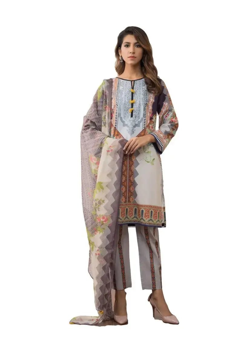 Ready to Wear Embroidered Lawn Pakistani Dresses for Women Shalwar, Kameez with Dupatta - Three Piece Set - IshDeena