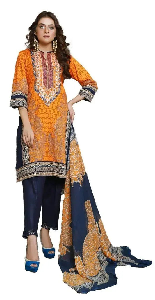 Ready to Wear Embroidered Lawn Pakistani Dresses for Women Shalwar, Kameez with Dupatta - Three Piece Set - IshDeena