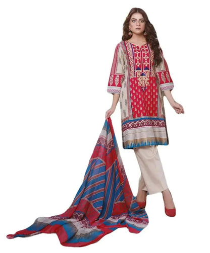 Ready to Wear Embroidered Lawn Pakistani Dresses for Women Shalwar, Kameez with Dupatta - Three Piece Set - IshDeena