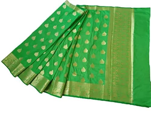 Sari - Handloom Art and Cotton Silk Saris Indian Ethic Traditional Wear (Light Green-Weaved-sr2, Art Silk) - IshDeena