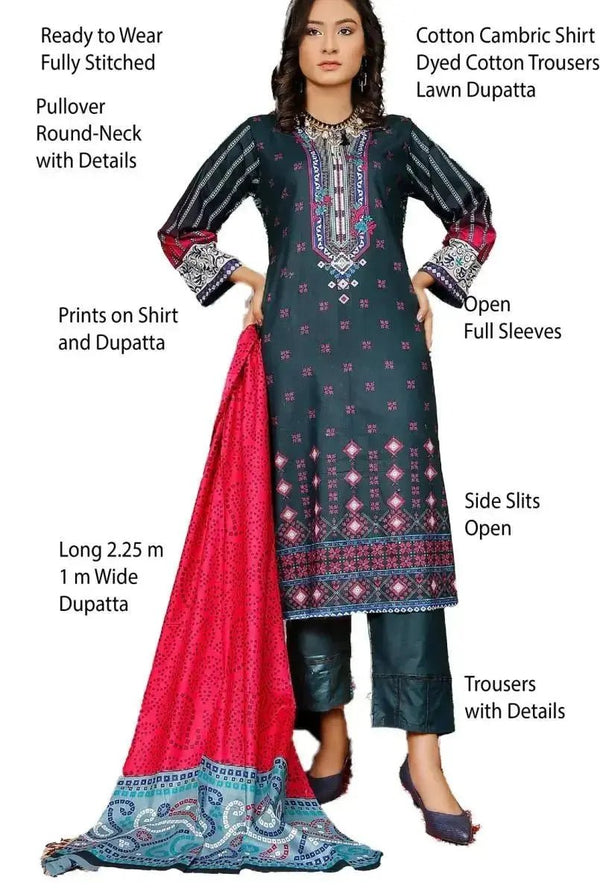 IshDeena Cotton Cambric Salwar Kameez Indian Pakistani Women Dresses - Kapaas Collection - IshDeena