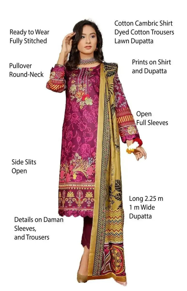 IshDeena Cotton Cambric Salwar Kameez Indian Pakistani Women Dresses - Kapaas Collection - IshDeena