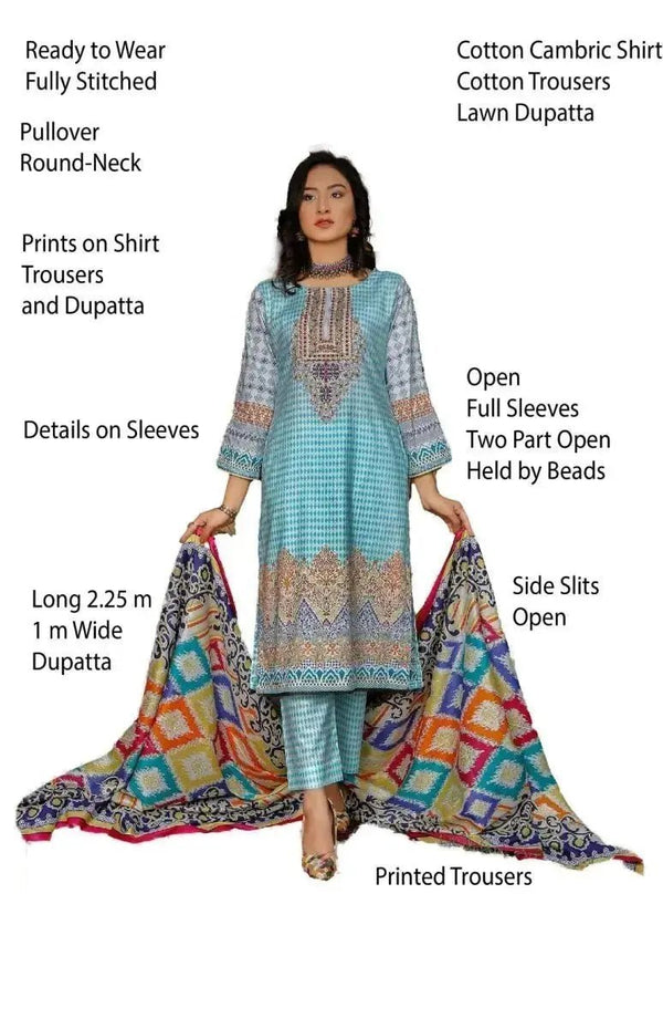 IshDeena Cotton Cambric Salwar Kameez Indian Pakistani Women Dresses - Kapaas Collection - IshDeena