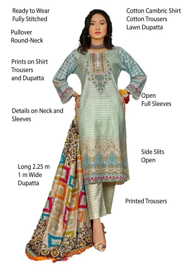 IshDeena Cotton Cambric Salwar Kameez Indian Pakistani Women Dresses - Kapaas Collection - IshDeena