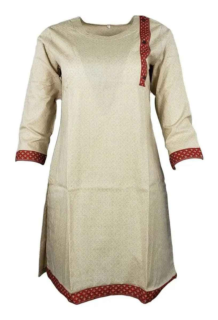 IshDeena Elegant Cotton Kurtis for Women Ready to Wear Tunic Tops for Ladies - 1 Piece (Beige)