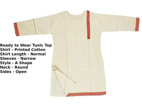 IshDeena Elegant Cotton Kurtis for Women Ready to Wear Tunic Tops for Ladies - 1 Piece (Beige)