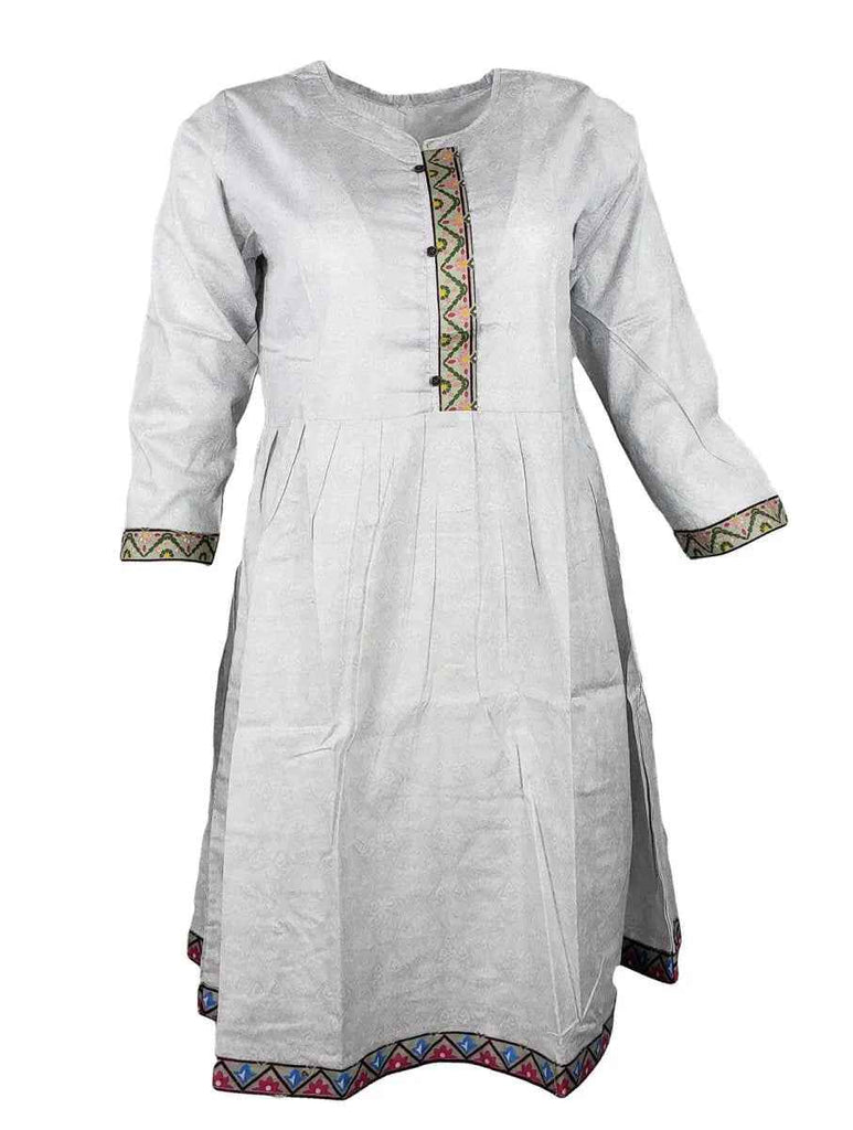 IshDeena Elegant Cotton Kurtis for Women Ready to Wear Tunic Tops for Ladies - 1 Piece (Silver)