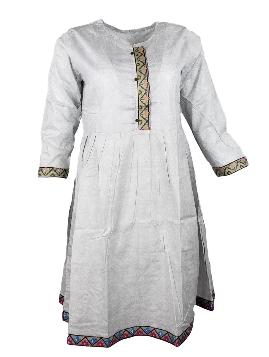 IshDeena Elegant Cotton Kurtis for Women Ready to Wear Tunic Tops for Ladies - 1 Piece (Silver) - IshDeena