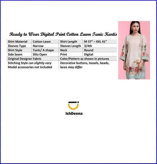 IshDeena Elegant Cotton Kurtis for Women Ready to Wear Tunic Tops for Ladies - One Piece