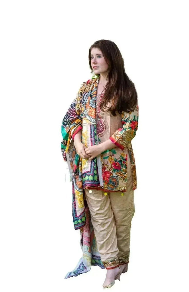 IshDeena Embroidered Indian Pakistani Dresses for Women - Wool Shawl Three Piece Set - IshDeena