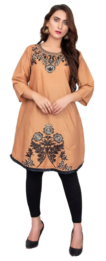 IshDeena Indian Kurtis for Women Indian Style Cotton Tunics Womens Tops Summer Embroidered - IshDeena