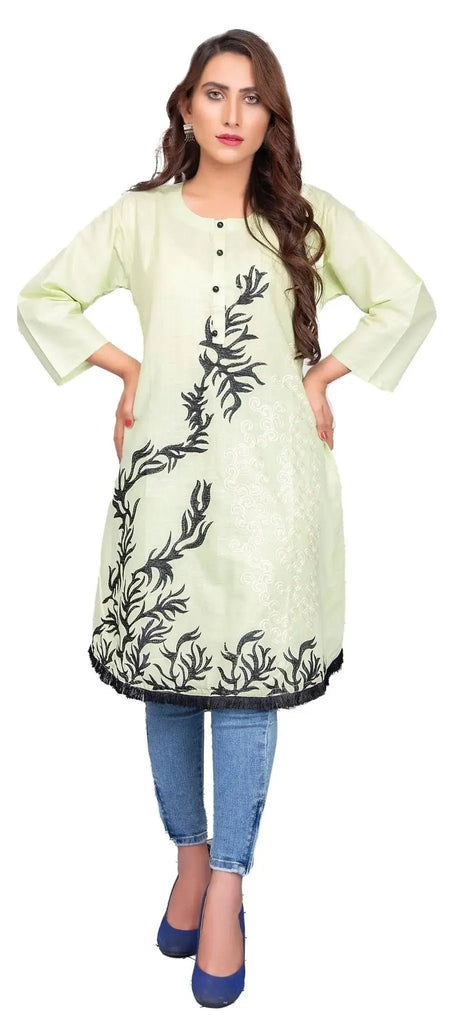 IshDeena Indian Kurtis for Women Indian Style Cotton Tunics Womens Tops Summer Embroidered - IshDeena