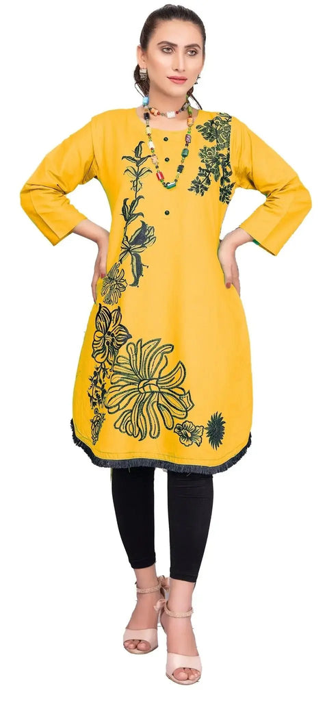 IshDeena Indian Kurtis for Women Indian Style Cotton Tunics Womens Tops Summer Embroidered - IshDeena