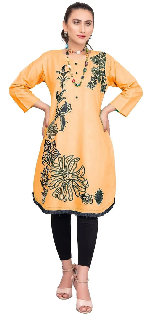 IshDeena Indian Kurtis for Women Indian Style Cotton Tunics Womens Tops Summer Embroidered - IshDeena