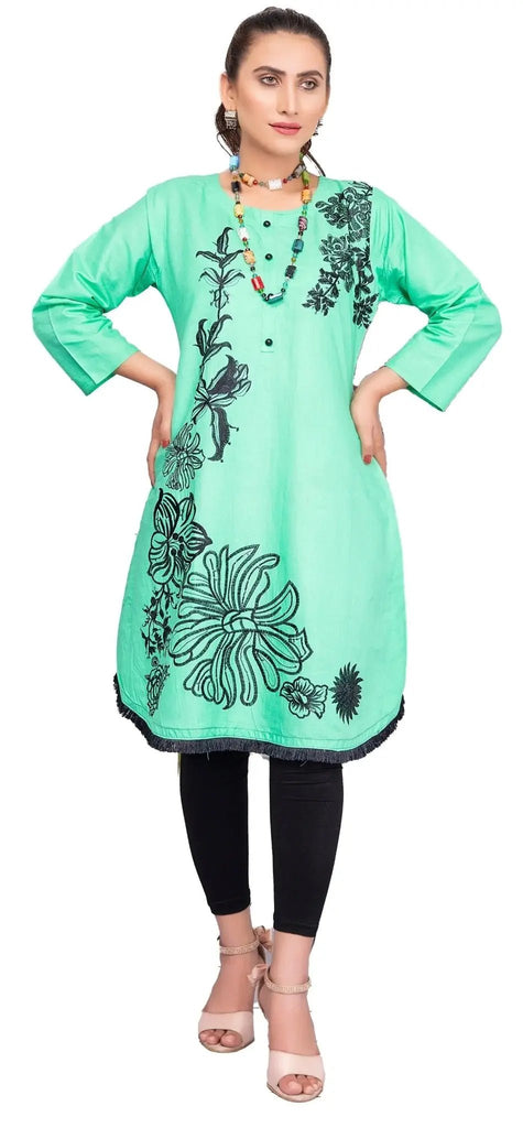 IshDeena Indian Kurtis for Women Indian Style Cotton Tunics Womens Tops Summer Embroidered - IshDeena