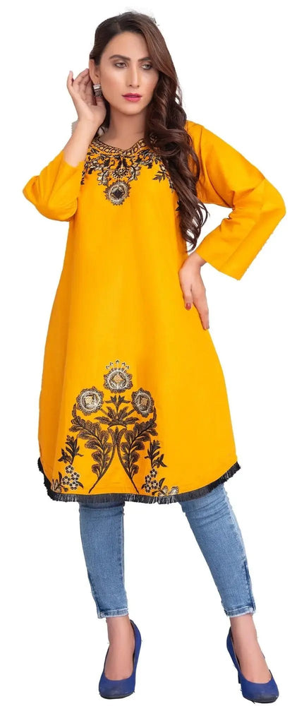 IshDeena Indian Kurtis for Women Indian Style Cotton Tunics Womens Tops Summer Embroidered - IshDeena