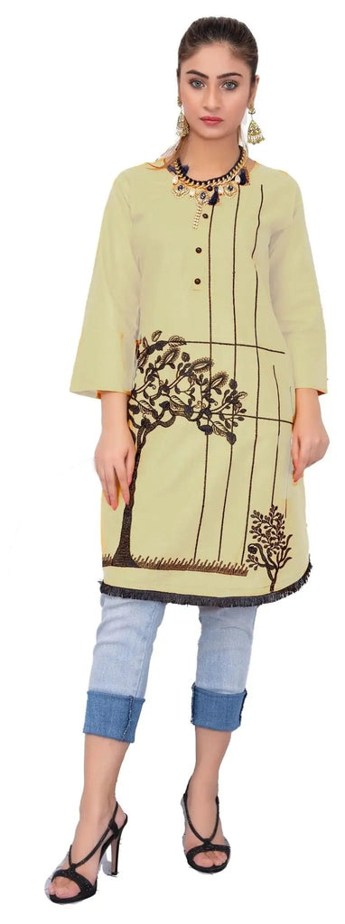 IshDeena Indian Kurtis for Women Indian Style Cotton Tunics Womens Tops Summer Embroidered - IshDeena