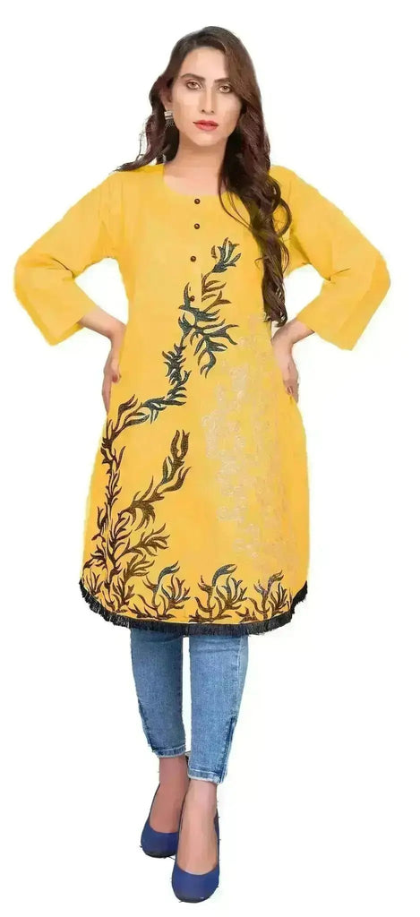 IshDeena Indian Kurtis for Women Indian Style Cotton Tunics Womens Tops Summer Embroidered - IshDeena