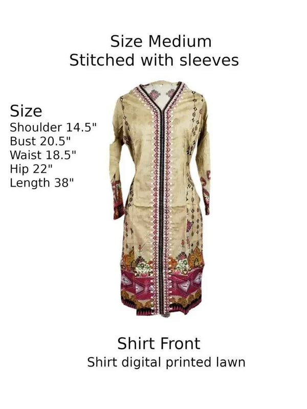 IshDeena Pakistani Designer Lawn & Chiffon Dresses for Women Ready to Wear Salwar Kameez (Small, Cream - Shanaya by SA)