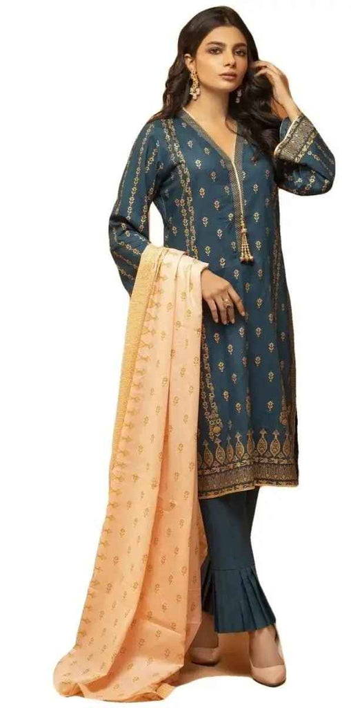 IshDeena Pakistani Dresses for Women Ready to Wear Salwar, Kameez & Dupatta Ladies Suit - Three Piece Printed ( Cobalt Blue - RBP-vol1)