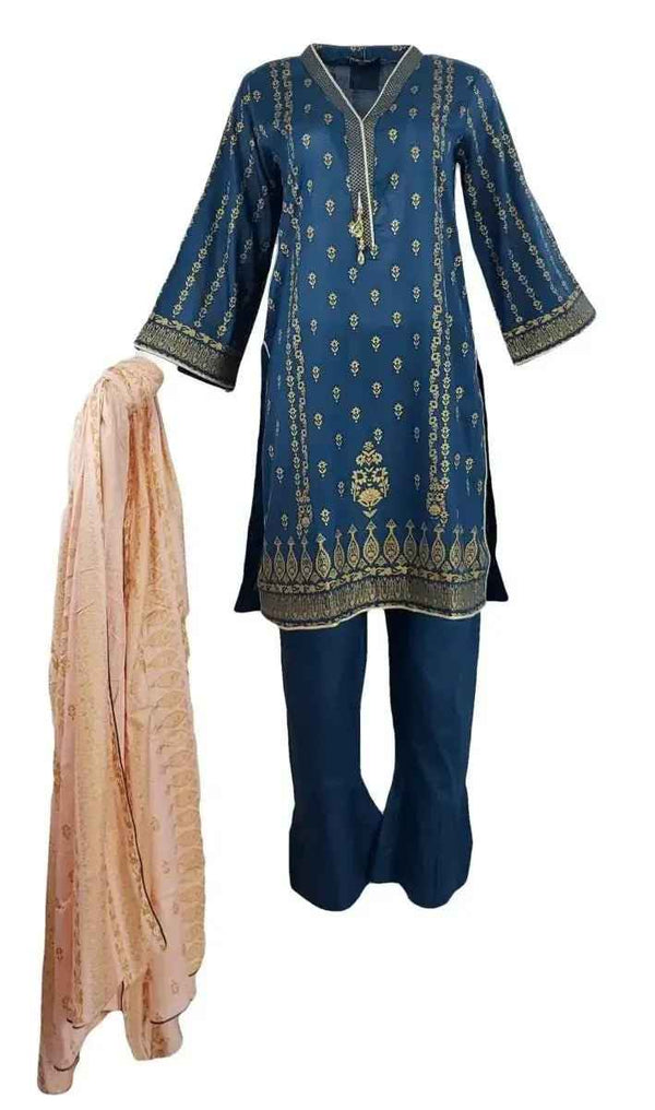 IshDeena Pakistani Dresses for Women Ready to Wear Salwar, Kameez & Dupatta Ladies Suit - Three Piece Printed ( Cobalt Blue - RBP-vol1)
