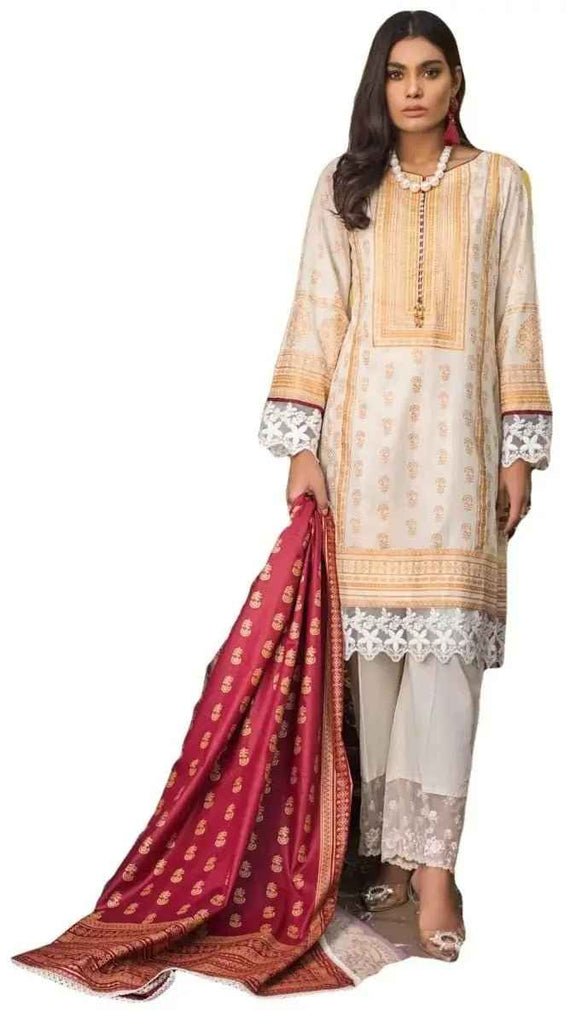 IshDeena Pakistani Dresses for Women Ready to Wear Salwar, Kameez & Dupatta Ladies Suit - Three Piece Printed ( Cream - RBP-vol1)